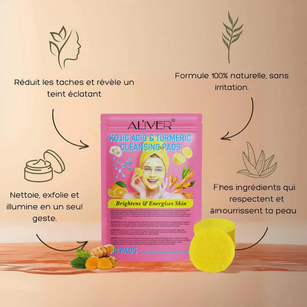 Cotons Nettoyants & Exfoliants Éclaircissants au Curcuma™